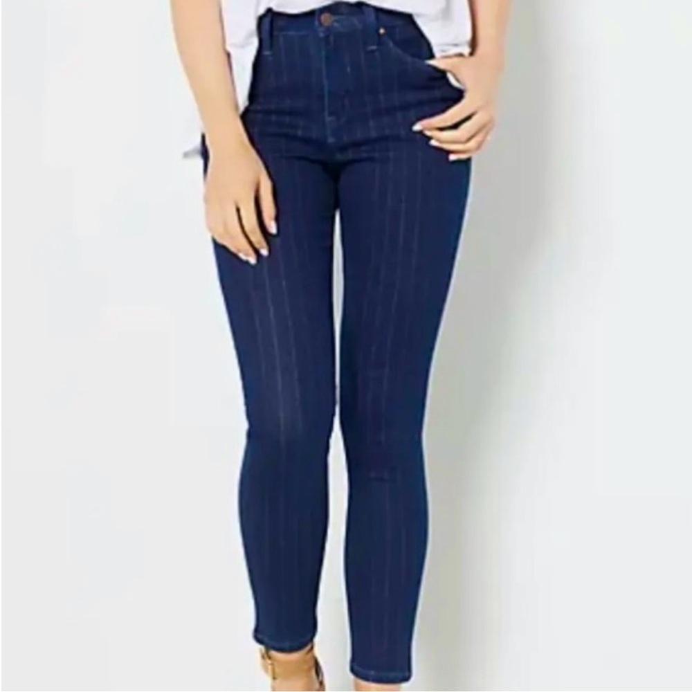 Laurie Felt | Metallic Pinstripe Ankle Skinny Jean NWT